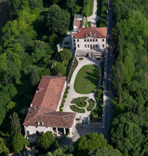 Aerial View of Historic Villa and Gardens in Veneto