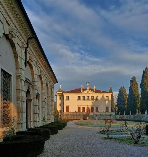 Grand Facade of Historic Villa at Dusk, Veneto Italy