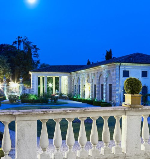 Veneto Villa Illuminated at Night Under Full Moon